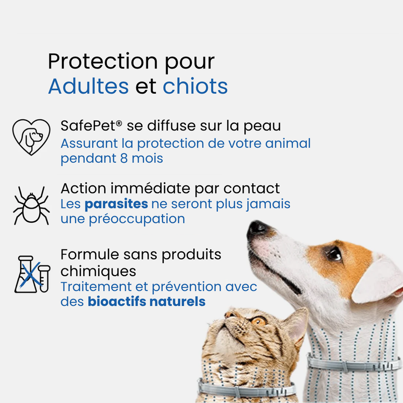 Collier SafePet – Anti-puces et tiques [8 mois de protection]