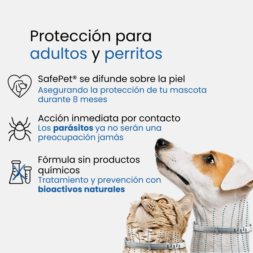 Collar SafePet – Antipulgas y garrapatas [8 meses de protección]